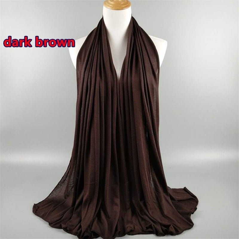 Harewom Brown Head Scarf Turbans for Women Dreadlocks Long Hair Stretchy Hijab Jersey Headbands for Muslim Old Woman - Image 2